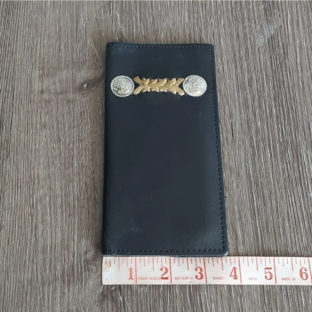 Black Leather Western Wallet with Conchos